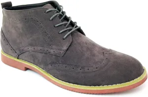 DT3A Men's Ankle Oxfords Boots Wingtip Classic Brogue Lace Up Suede Leather Lined Chukka Casual Shoes