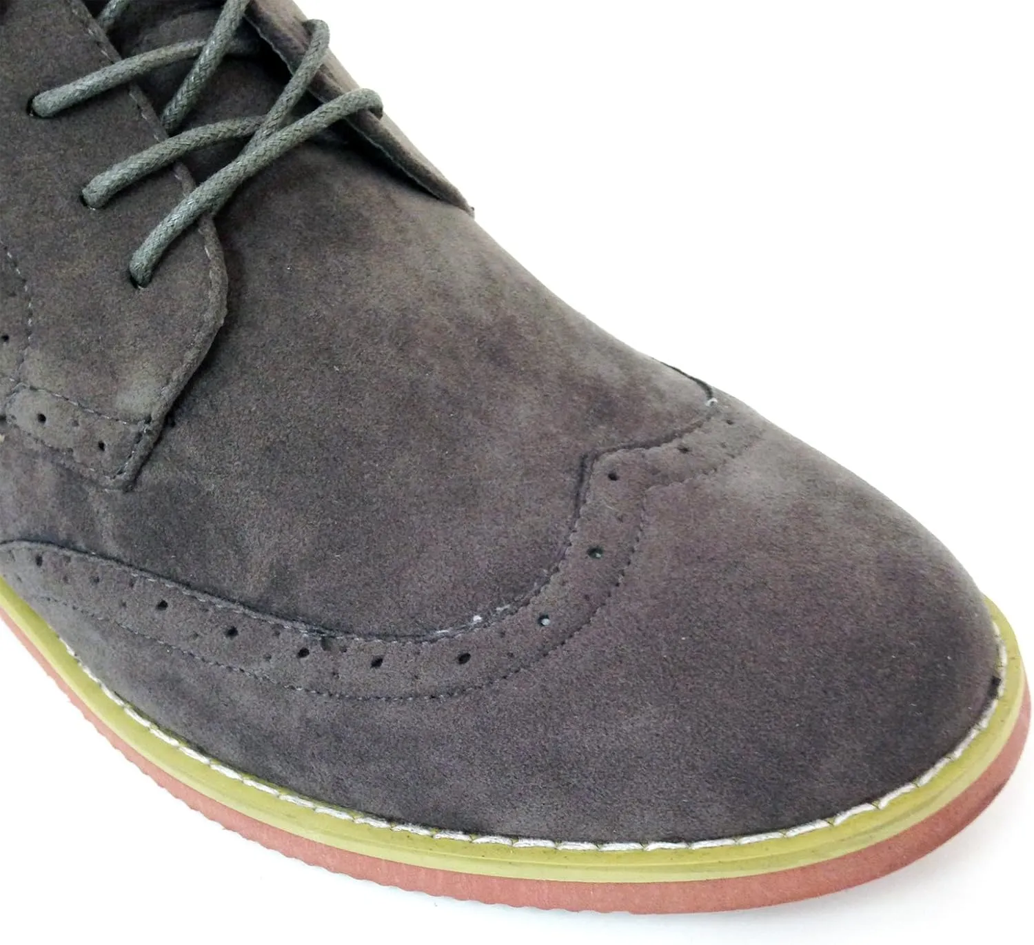 DT3A Men's Ankle Oxfords Boots Wingtip Classic Brogue Lace Up Suede Leather Lined Chukka Casual Shoes