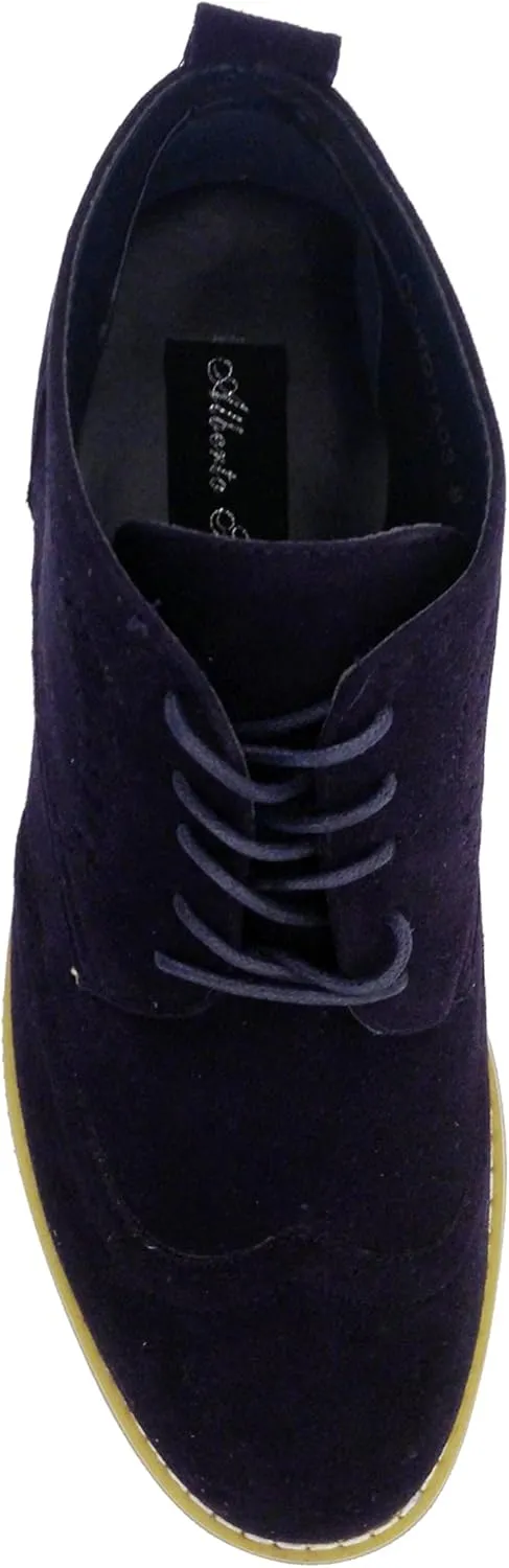 DT3A Men's Ankle Oxfords Boots Wingtip Classic Brogue Lace Up Suede Leather Lined Chukka Casual Shoes
