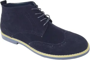 DT3A Men's Ankle Oxfords Boots Wingtip Classic Brogue Lace Up Suede Leather Lined Chukka Casual Shoes