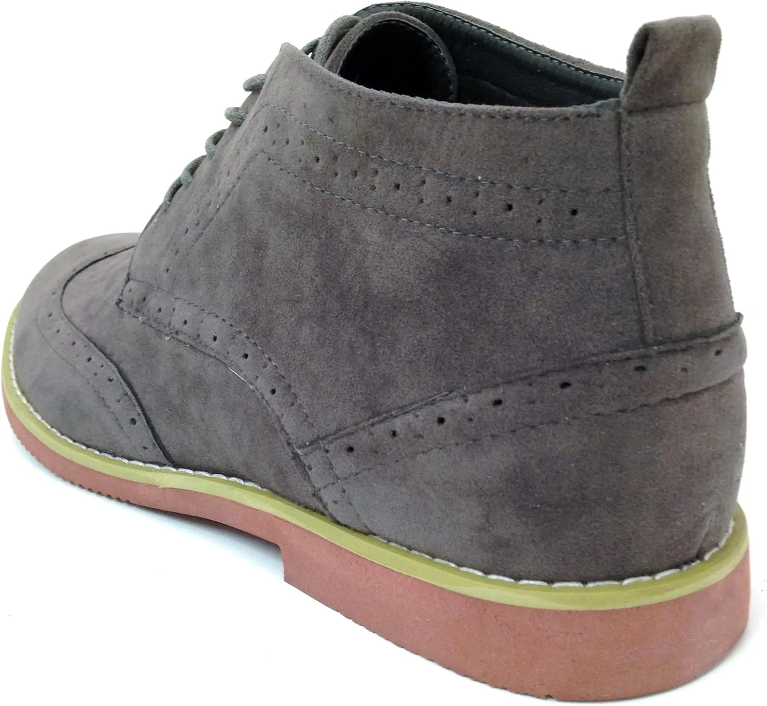 DT3A Men's Ankle Oxfords Boots Wingtip Classic Brogue Lace Up Suede Leather Lined Chukka Casual Shoes