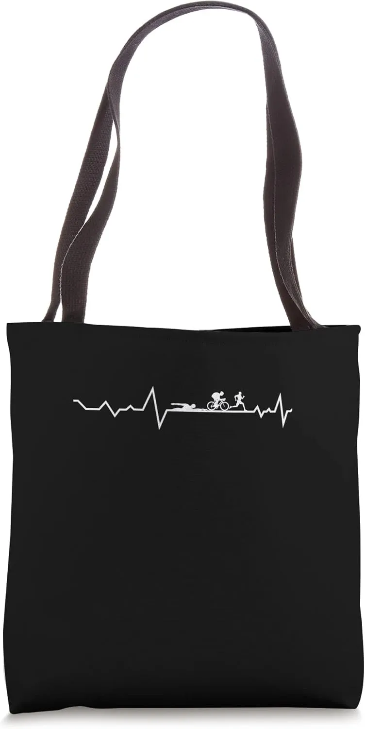 Ecg Heartbeat Runner Graphic Running Jogger Sports Athlete Tote Bag