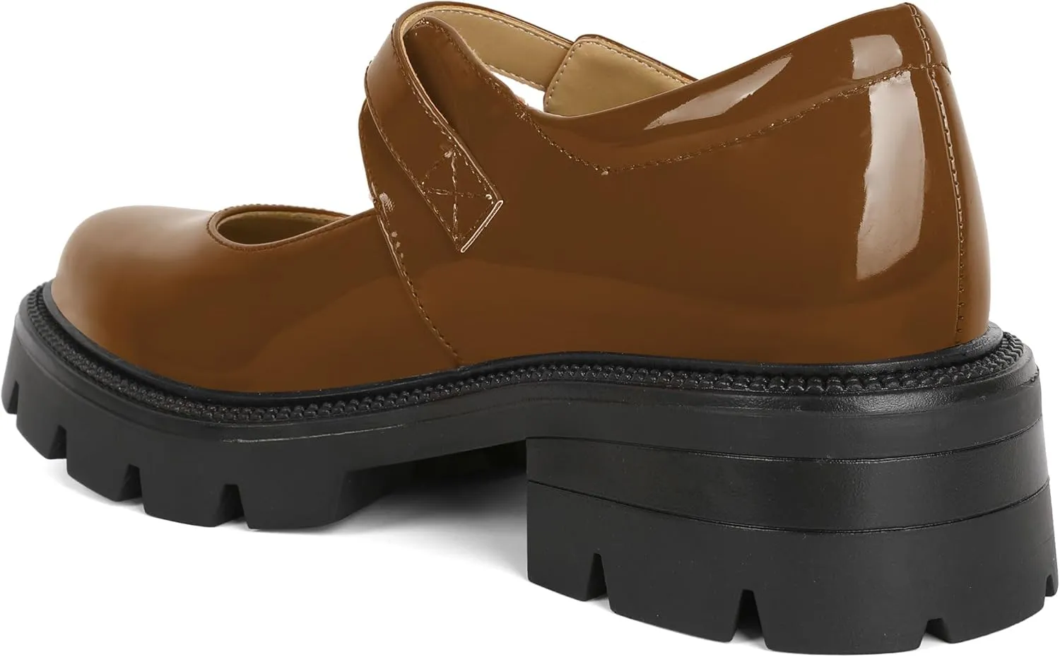 Eldof Women's Mary Jane Shoes Platform Lug Sole Low Heel Chunky Pumps Round Toe Ankle Strap Oxfords Dress Shoes for Uniform Graduation School Work 2 Inches