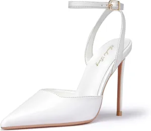 Elisabet Tang High Heels, Women's Strappy Closed Toe Stiletto Pumps Ankle Strap Pointed Toe D'Orsay Heel Dress Wedding Party Pumps Shoes