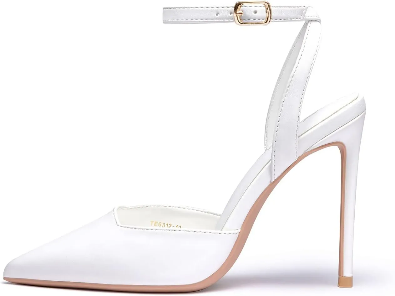 Elisabet Tang High Heels, Women's Strappy Closed Toe Stiletto Pumps Ankle Strap Pointed Toe D'Orsay Heel Dress Wedding Party Pumps Shoes
