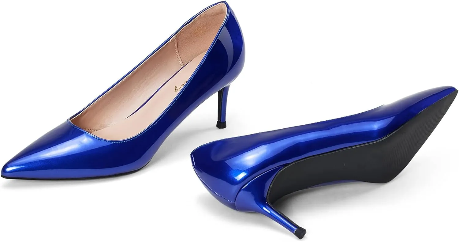 Elisabet Tang Kitten Heel Low Pumps 2.4 Inch Closed Pointed Toe Short Sexy Comfort Women Dressy Shoe at Work Office Date Prom Party Wedding Church