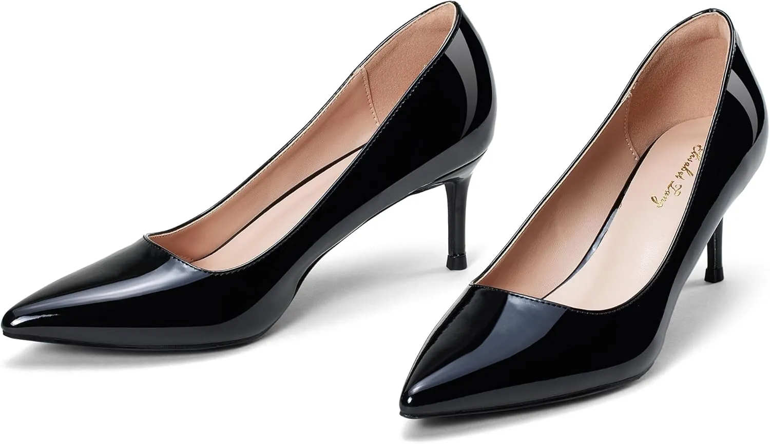 Elisabet Tang Kitten Heel Low Pumps 2.4 Inch Closed Pointed Toe Short Sexy Comfort Women Dressy Shoe at Work Office Date Prom Party Wedding Church