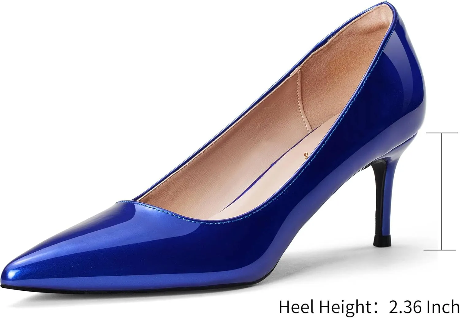 Elisabet Tang Kitten Heel Low Pumps 2.4 Inch Closed Pointed Toe Short Sexy Comfort Women Dressy Shoe at Work Office Date Prom Party Wedding Church