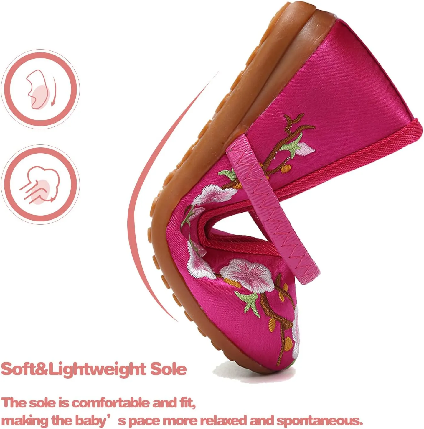 Encanto Costume Shoes Mary-Jane Flats Shoes Round Toe Low Wedge Ballet Flats Floral Embroidery Shoes for Girls Halloween Cosplay Dress Up