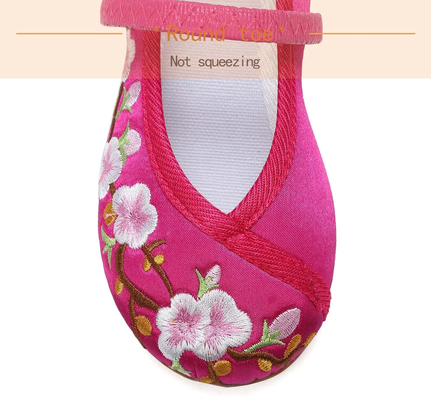 Encanto Costume Shoes Mary-Jane Flats Shoes Round Toe Low Wedge Ballet Flats Floral Embroidery Shoes for Girls Halloween Cosplay Dress Up