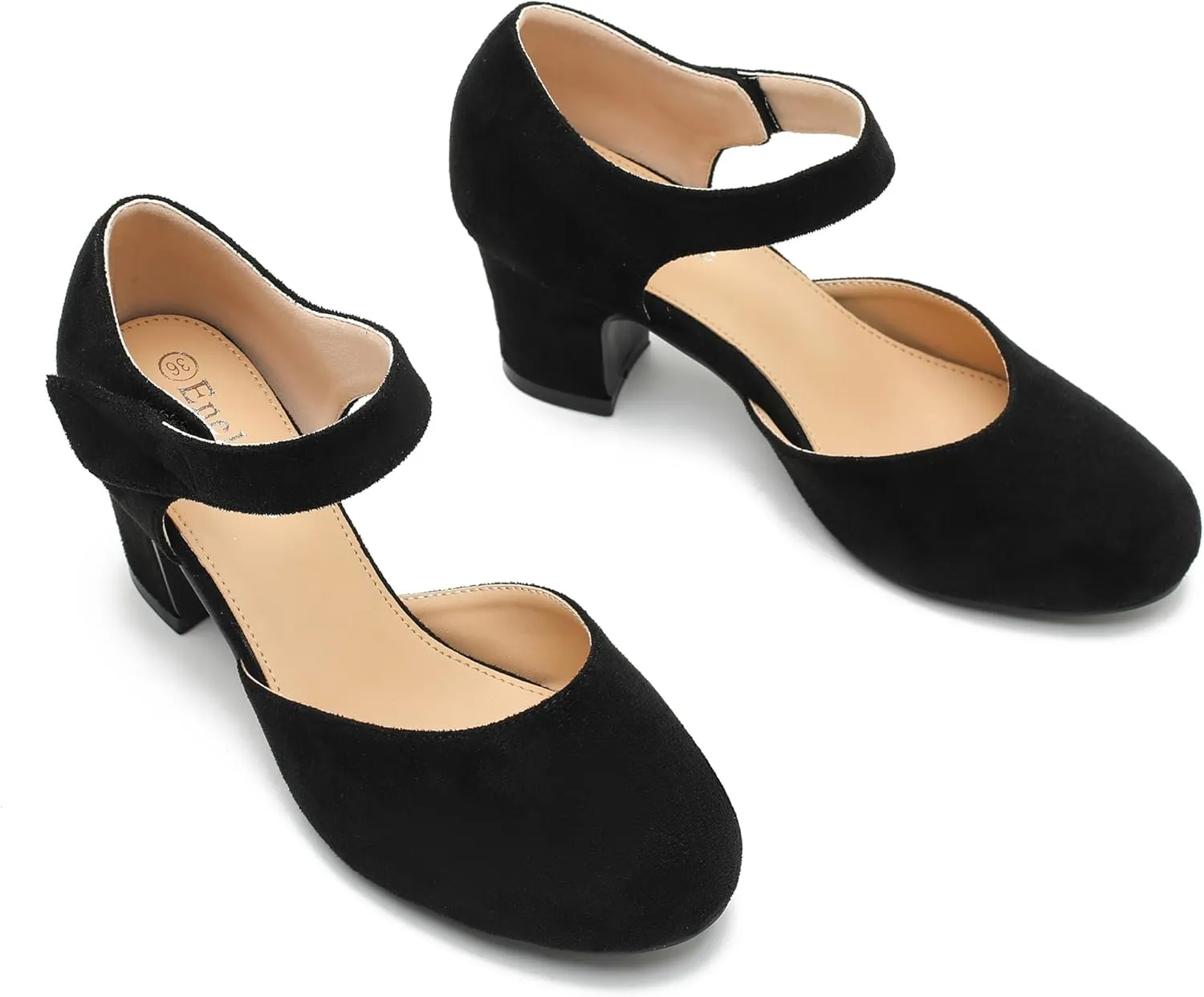 Enelauge Women's Ankle Strap Block Chunky Heels Closed Round Toe Pumps D'Orsay Comfortable Vintage Dressy Bridal Wedding Party Shoes