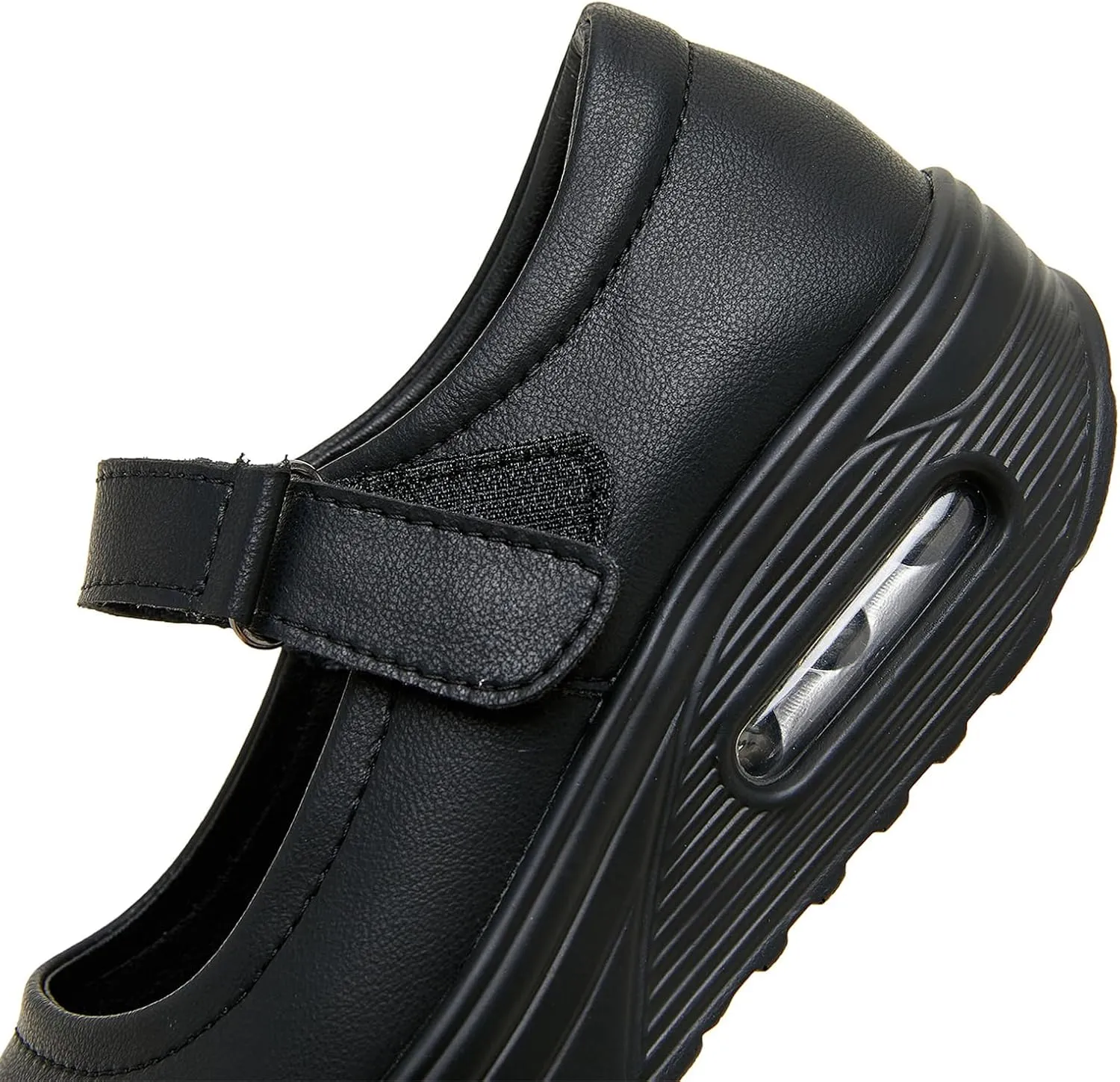 EnllerviiD Women Mary Jane Shoes Buckle Air-Cushion Casual Chunky Heel Round Toe Uniform Dress Platform Wedge Shoes Comfort Pumps Walking Shoes