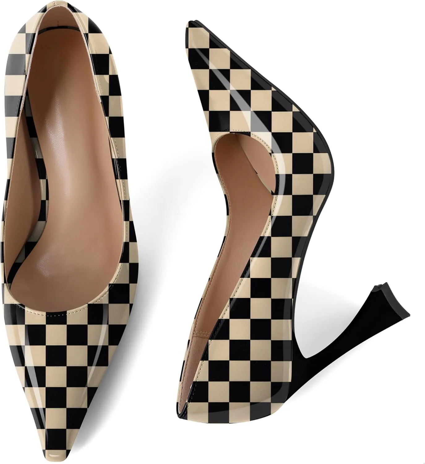 Esvowido Women High Heels Pointed Toe Stilettos Pumps Slip-on Closed Toe 4 Inch Dress Shoes for Party Dress Office Workplace