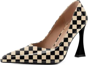 Esvowido Women High Heels Pointed Toe Stilettos Pumps Slip-on Closed Toe 4 Inch Dress Shoes for Party Dress Office Workplace