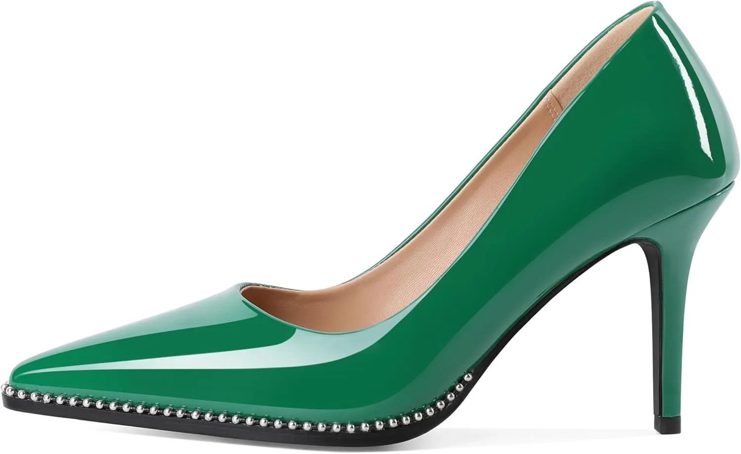 Esvowido Women's High Heels Pumps Closed Pointed Toe Stiletto Heels Comfortable Slip on Stiletto Pumps 3.5 Inch High Heels for Ladies Wedding Work Office