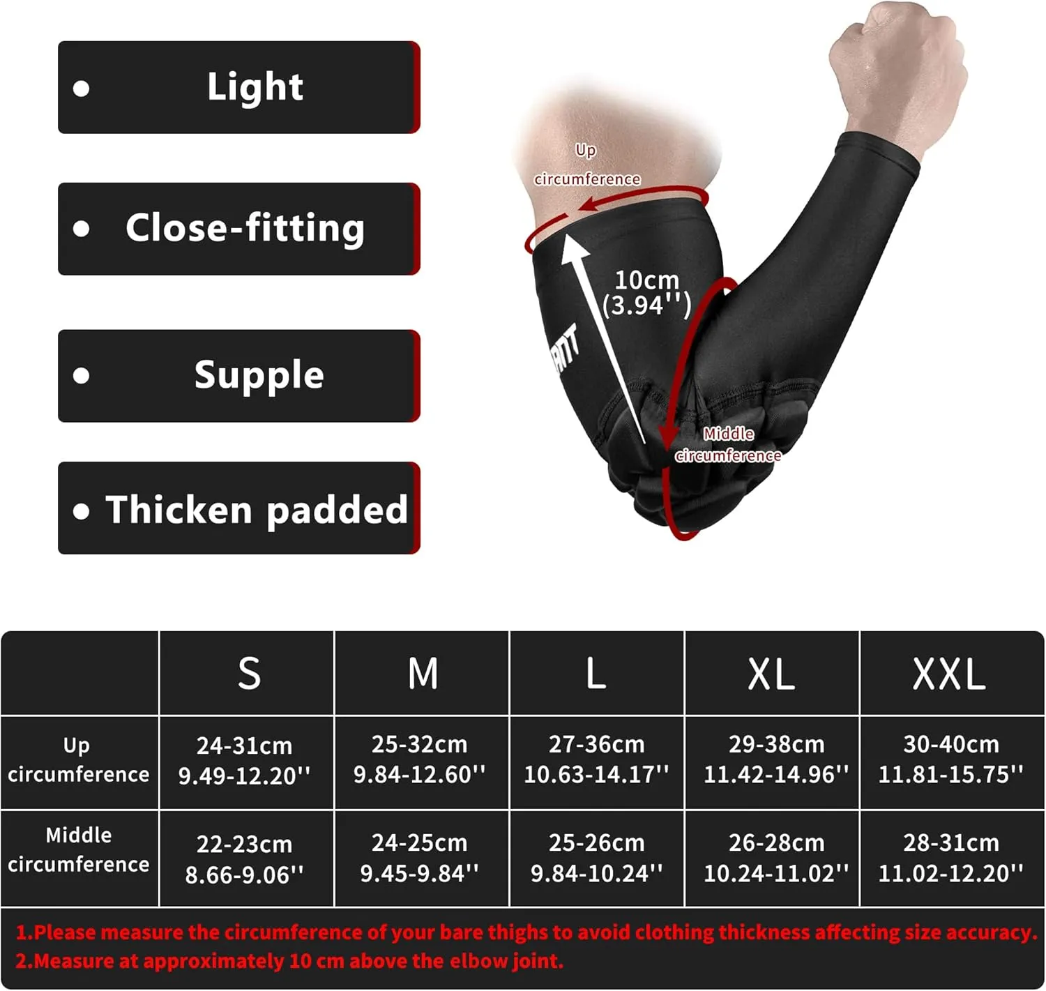 EULANT Elbow Pads with Padded, Compression Arm Sleeve for Adult, Elbow Forearm Pads for Football Basketball Soccer,