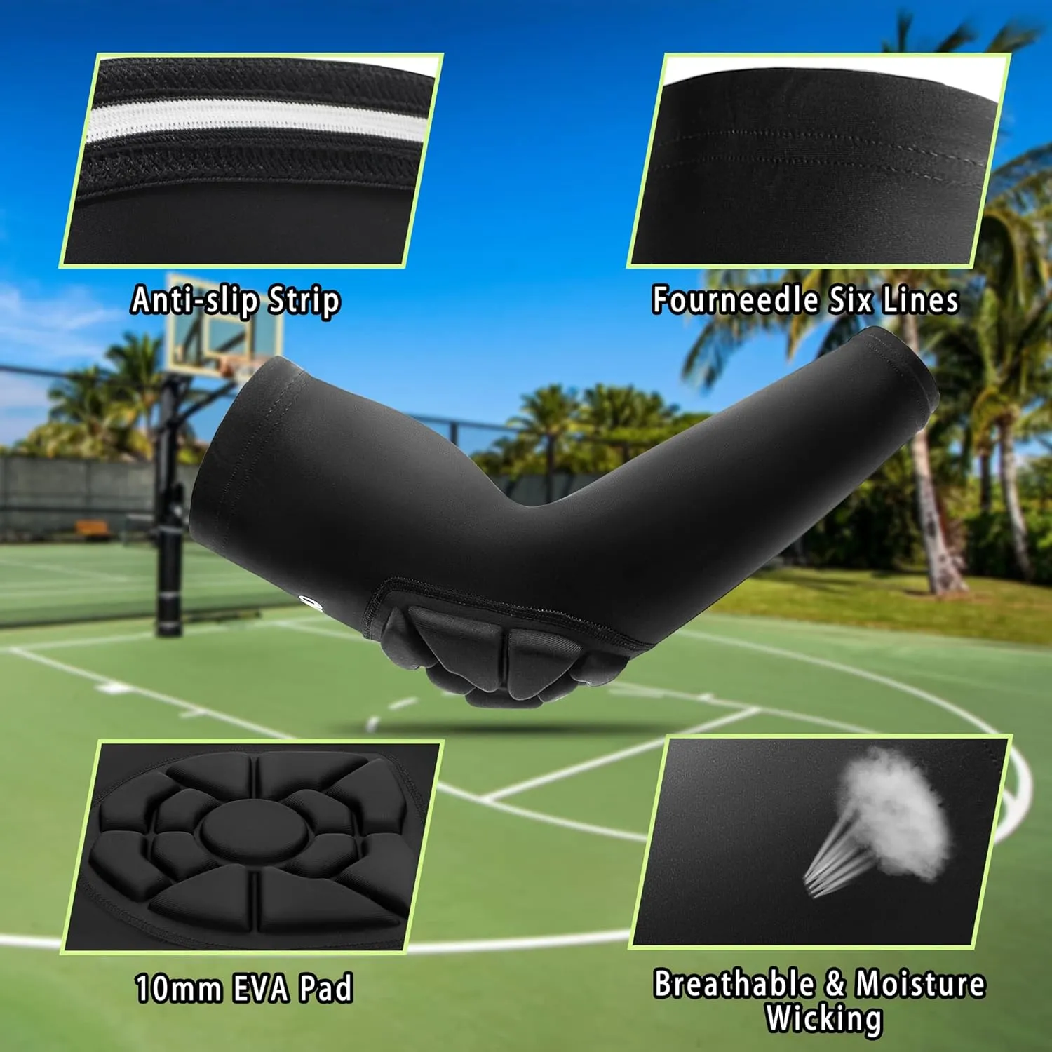EULANT Elbow Pads with Padded, Compression Arm Sleeve for Adult, Elbow Forearm Pads for Football Basketball Soccer,