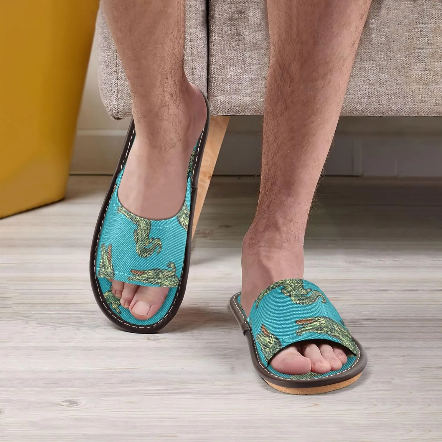 Fisyme Slippers for Women Men Slip-On Open Toe Indoor Outdoor House Shoes Home Slipper