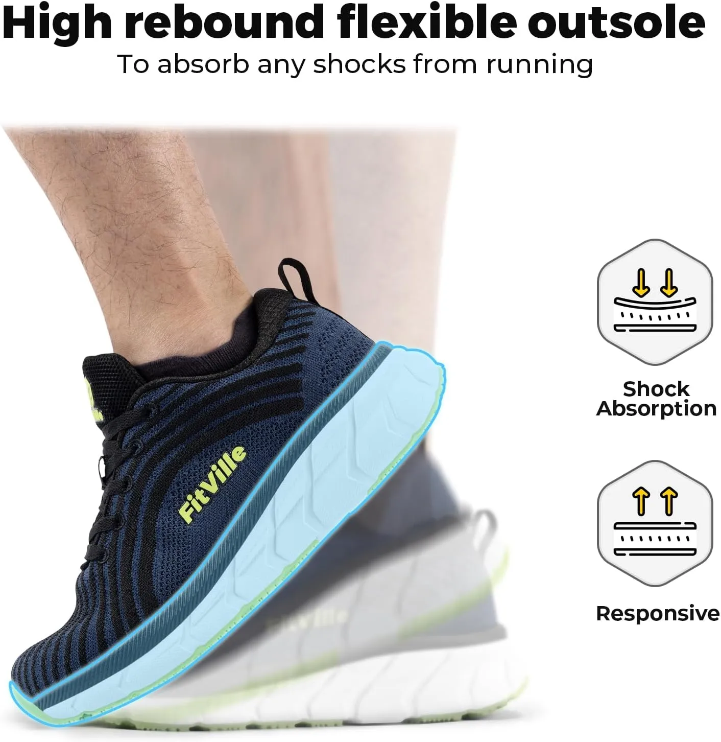 FitVille Wide Toe Box Shoes for Men Cushioned Well Extra Wide Width Running Shoes for Men Walking Comfortable Lightweight