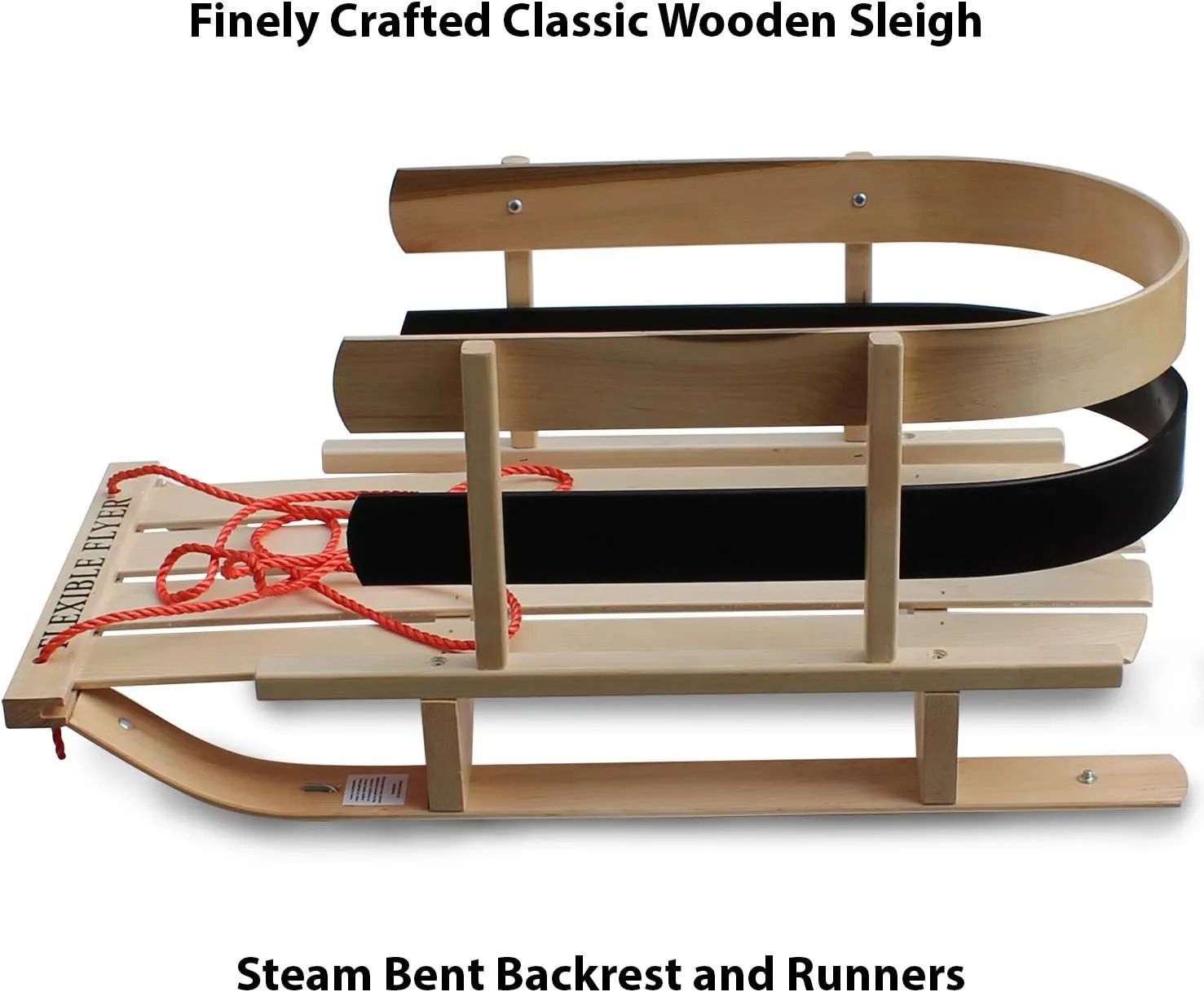 Flexible Flyer Baby Snow Sled Toddler Toboggan. Wood Pull Sleigh for Kids