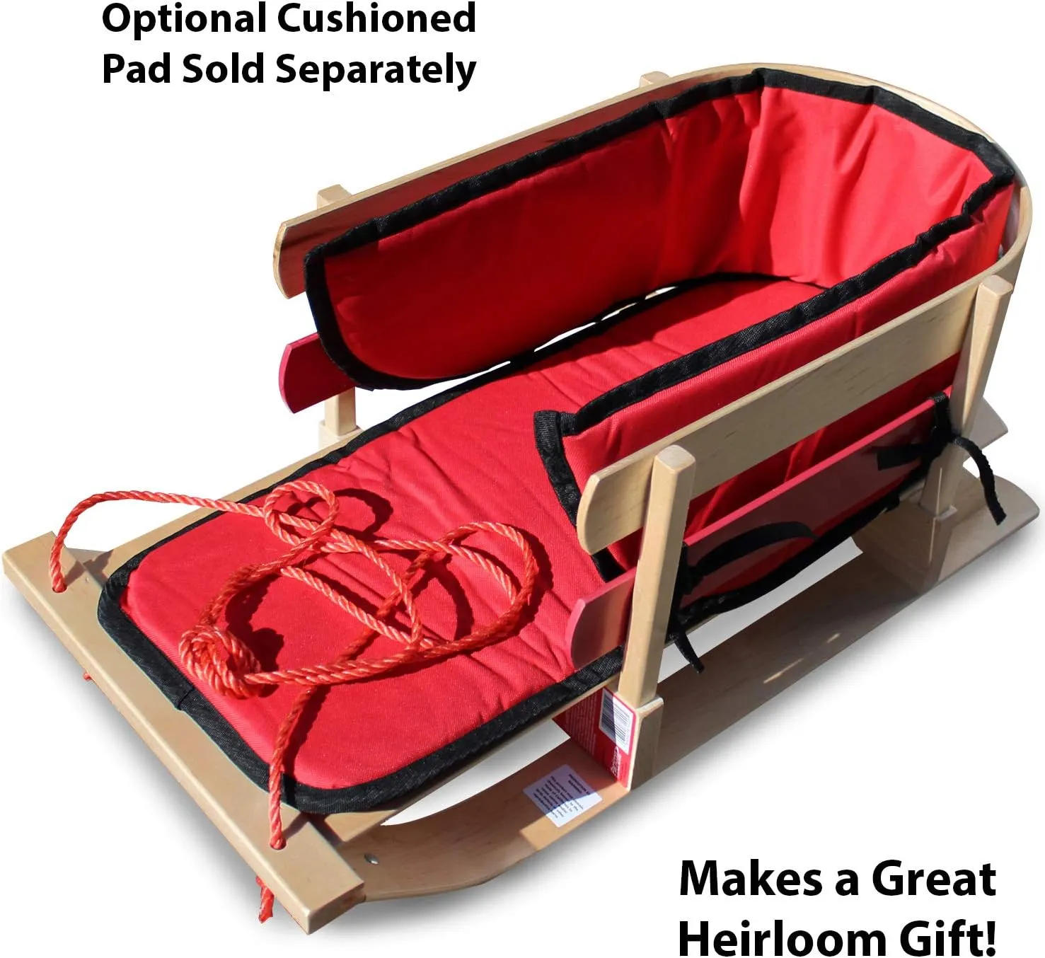 Flexible Flyer Baby Snow Sled Toddler Toboggan. Wood Pull Sleigh for Kids