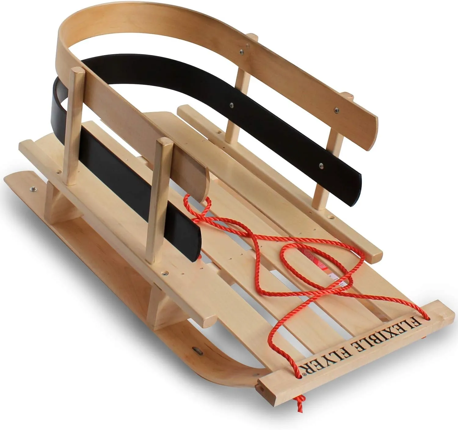 Flexible Flyer Baby Snow Sled Toddler Toboggan. Wood Pull Sleigh for Kids