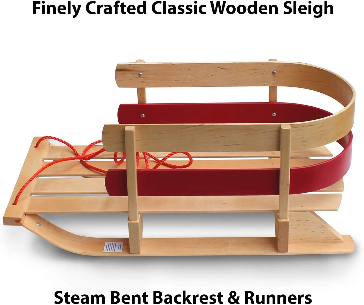 Flexible Flyer Baby Snow Sled Toddler Toboggan. Wood Pull Sleigh for Kids