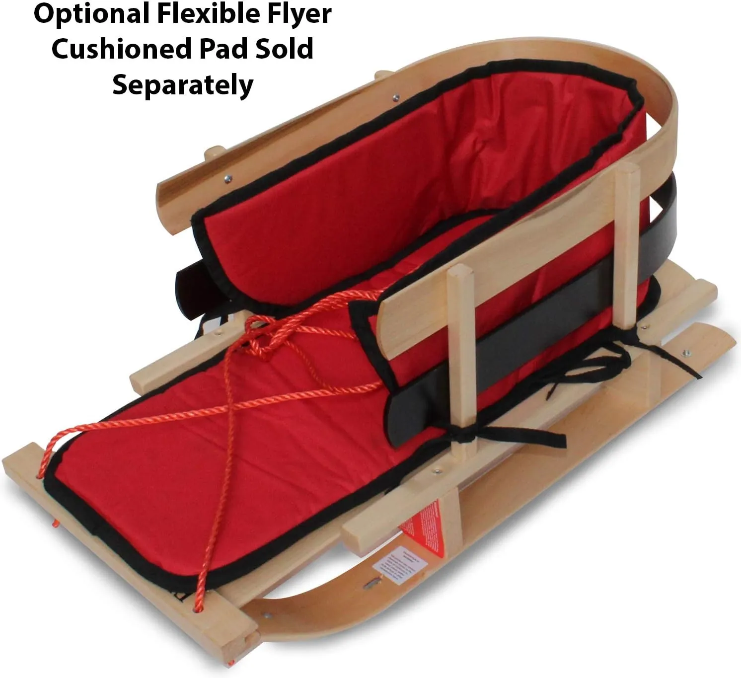Flexible Flyer Baby Snow Sled Toddler Toboggan. Wood Pull Sleigh for Kids