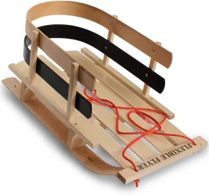 Flexible Flyer Baby Snow Sled Toddler Toboggan. Wood Pull Sleigh for Kids