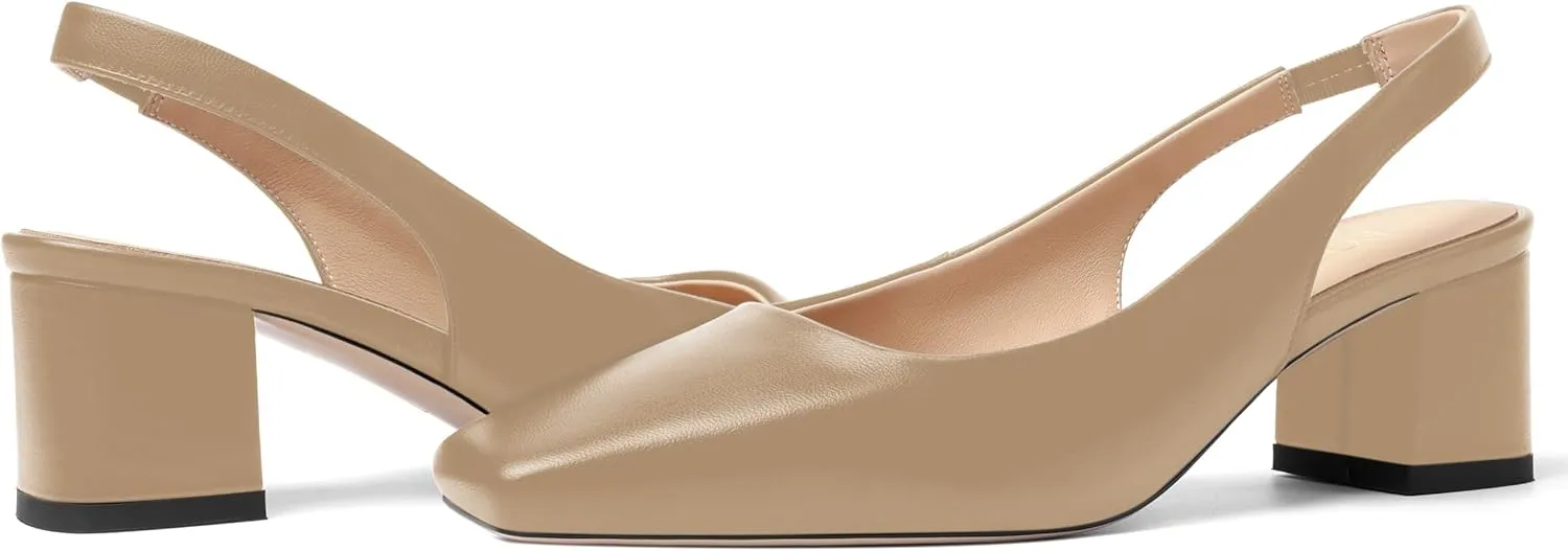 FOGEENA Womens Matte Square Toe Sexy Bridal Slip On Solid Chunky Leather Low Heel Pumps Shoes 2 Inch