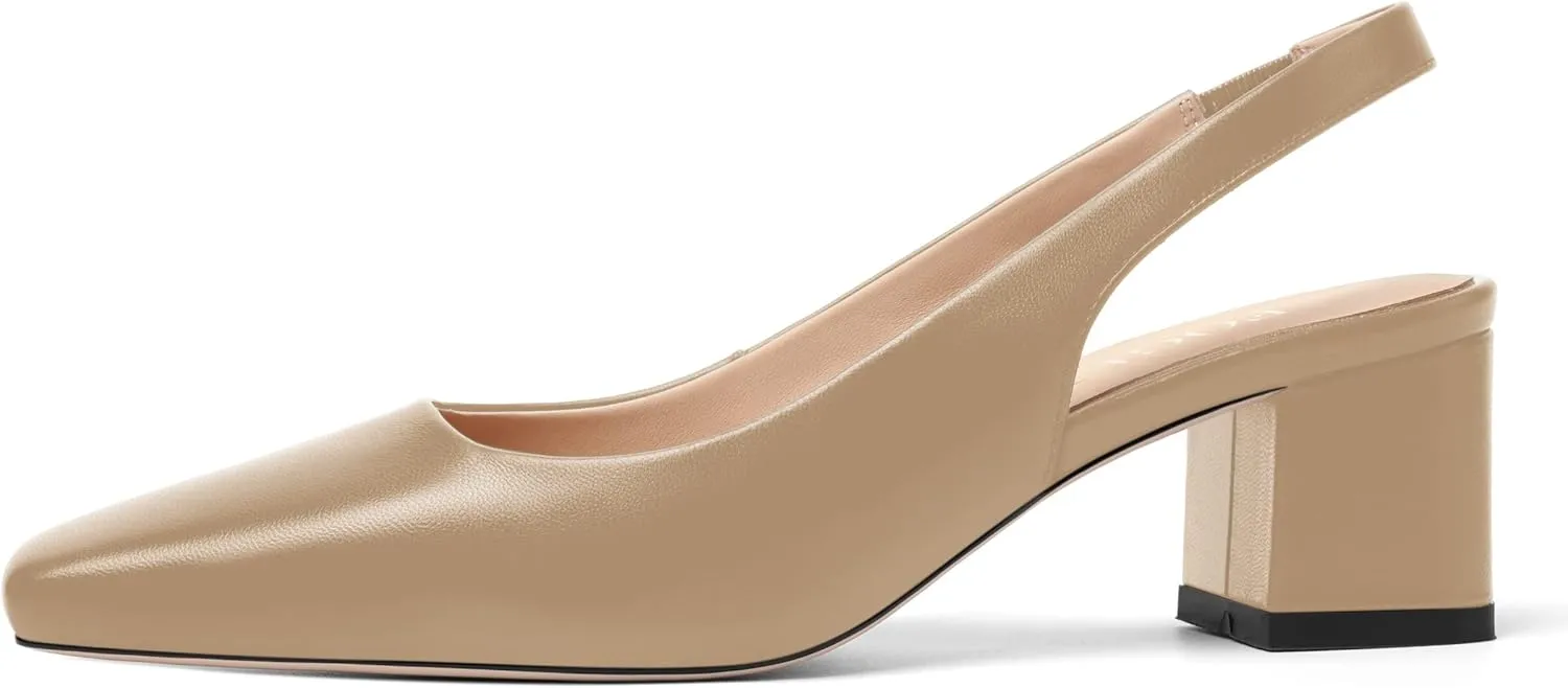 FOGEENA Womens Matte Square Toe Sexy Bridal Slip On Solid Chunky Leather Low Heel Pumps Shoes 2 Inch