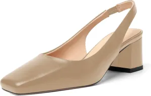 FOGEENA Womens Matte Square Toe Sexy Bridal Slip On Solid Chunky Leather Low Heel Pumps Shoes 2 Inch