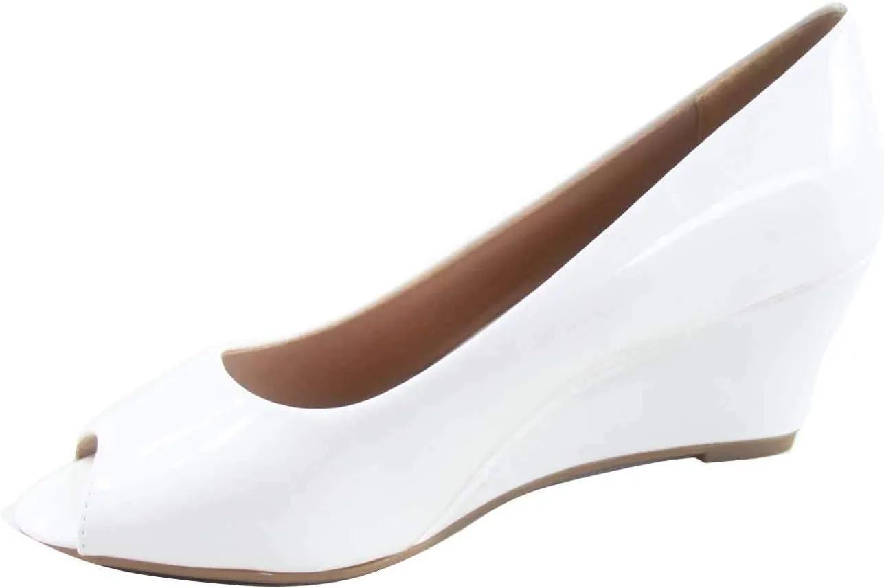 Forever Link Women's Patent Round Toe Wedge Pumps