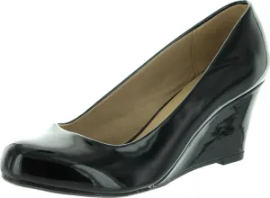 Forever Link Women's Patent Round Toe Wedge Pumps
