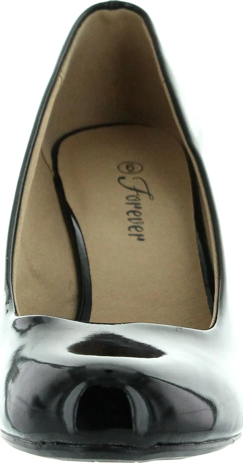 Forever Link Women's Patent Round Toe Wedge Pumps