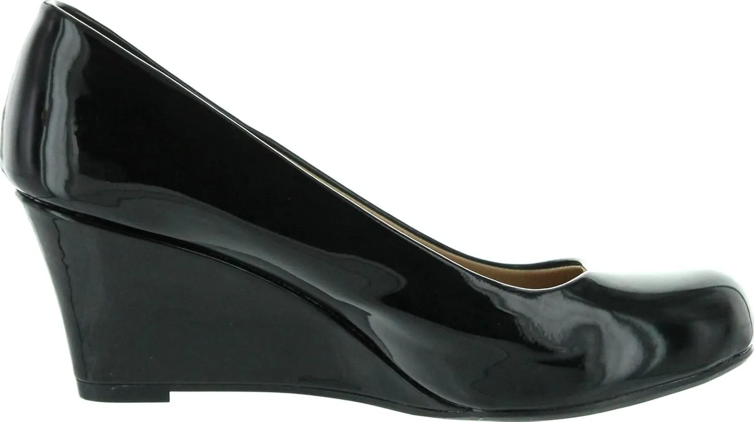 Forever Link Women's Patent Round Toe Wedge Pumps