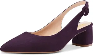 FOWT Women Pointed Toe Slip On Pumps Trendy Block Low Heel Slingback Comfy Daily Dress Office Business Shoes Size 4-16 US