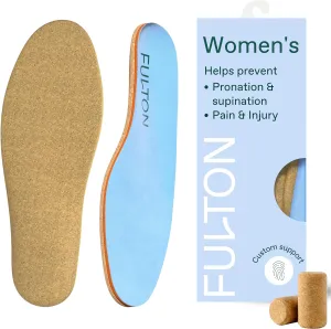 Fulton Athletic Running Insoles for Women - Shock Absorbing Insoles with High Impact Arch Support - Custom Molding Cork Inserts Alleviate Plantar Fasciitis & Foot Fatigue (Women's Wide 8.5-9)