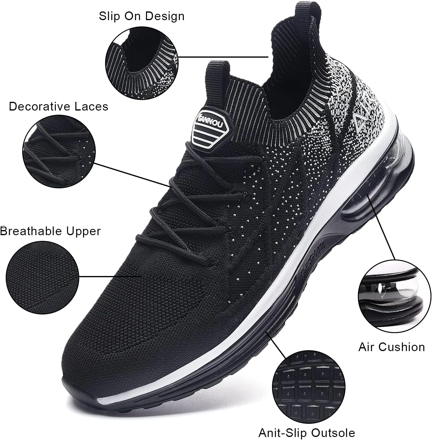 GANNOU Women's Air Athletic Running Shoes Fashion Sport Gym Jogging Tennis Fitness Sneaker US5.5-11