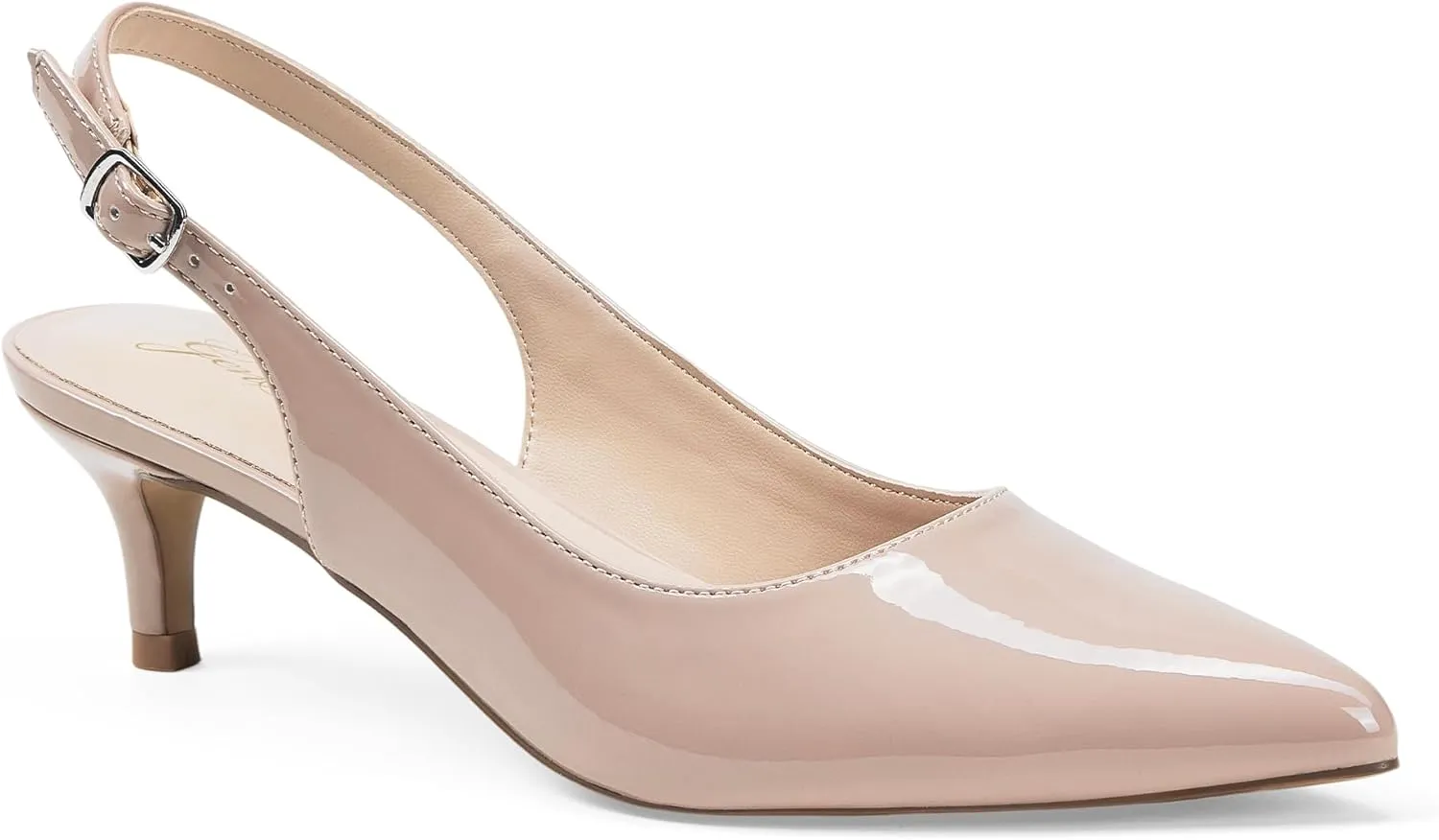 GENSHUO Low Kitten Heels Women's Slingback Dressy Pumps Pointed Closed Toe Ankle Strap Elegant Wedding Pumps Formal Comfortable Shoes