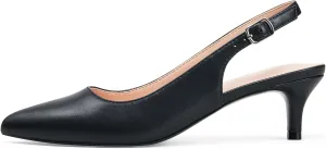 GENSHUO Low Kitten Heels Women's Slingback Dressy Pumps Pointed Closed Toe Ankle Strap Elegant Wedding Pumps Formal Comfortable Shoes