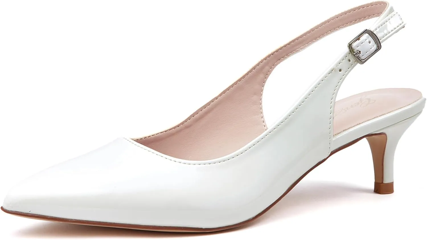 GENSHUO Low Kitten Heels Women's Slingback Dressy Pumps Pointed Closed Toe Ankle Strap Elegant Wedding Pumps Formal Comfortable Shoes