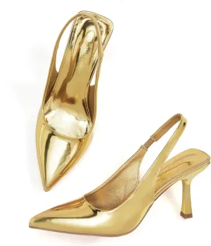 GENSHUO Slingback Kitten Heels for Women Pumps Closed Pointed Toe 3 Inch Low Heel Dress Shoes Comfortable Sexy Slip On Wedding Work Party Pumps