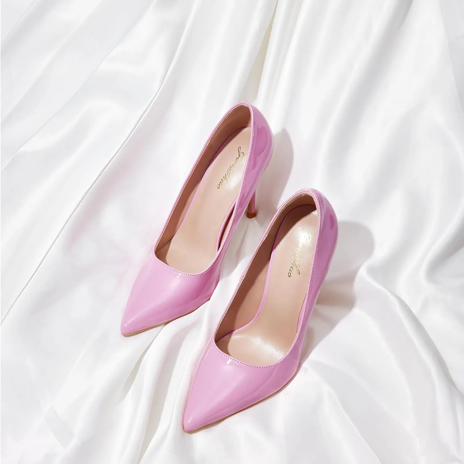 GENSHUO Women's 4.7 Inch Pumps Pointy Closed Toe Stiletto Sexy High Heels Slip on Porm Party Wedding Dress Shoes