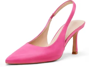 GENSHUO Women's Slingback Heels Closed Pointed Toe Dress Pumps Shoes Slip On 4 Inch High Stiletto Comfortable Sexy Wedding Work Casual Prom Party