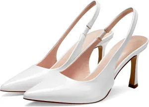 GENSHUO Women's Slingback Heels Closed Pointed Toe Dress Pumps Shoes Slip On 4 Inch High Stiletto Comfortable Sexy Wedding Work Casual Prom Party