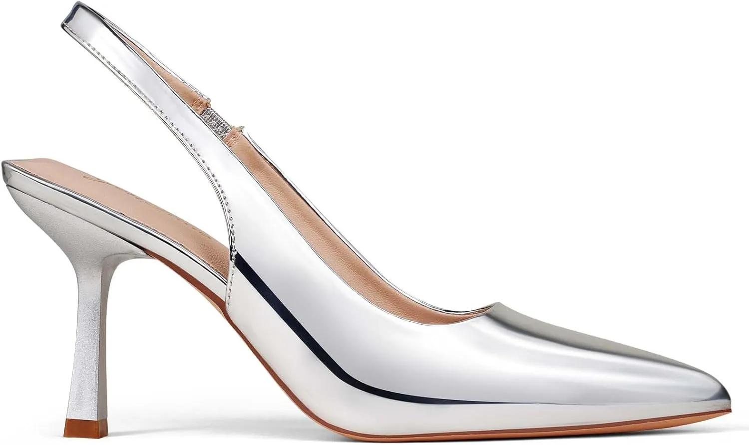GENSHUO Women's Slingback Kitten Heel Pointed Closed Toe Stiletto Pumps Slip on Elastic Strap Wedding Party Dress Sandals Shoes