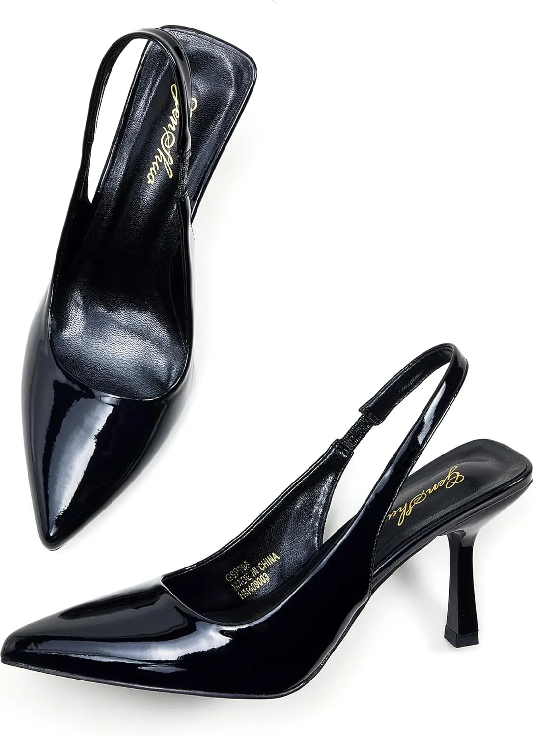 GENSHUO Women's Slingback Kitten Heel Pointed Closed Toe Stiletto Pumps Slip on Elastic Strap Wedding Party Dress Sandals Shoes