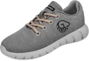 GIESSWEIN Merino Runners Men - Breathable Merino Wool 3D Stretch Sneakers, Lightweight Men's Casual Shoes with Replaceable Footbed Grey