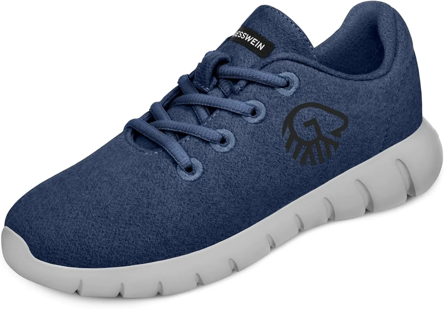GIESSWEIN Merino Runners Men - Breathable Merino Wool 3D Stretch Sneakers, Lightweight Men's Casual Shoes with Replaceable Footbed Ocean Blue